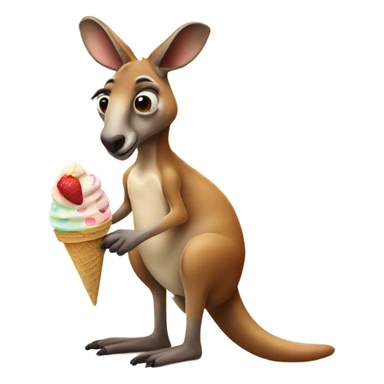 Kangaroo eating ice cream sticker