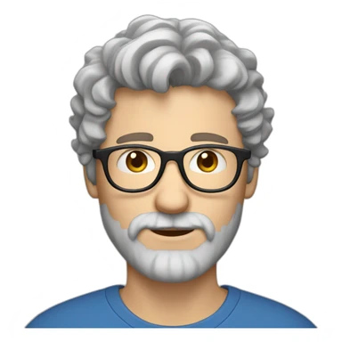one european guy with short curly light brown hair and blue eyes and glasses and a light grey beard, sticker