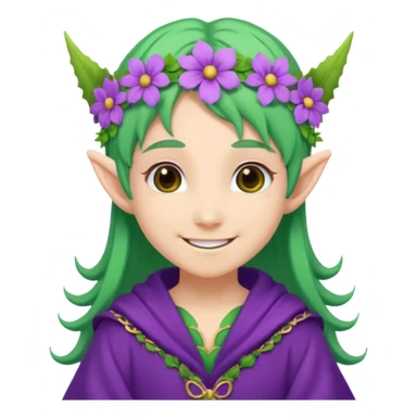 green hair elves, wearing purple with flower crowns sticker