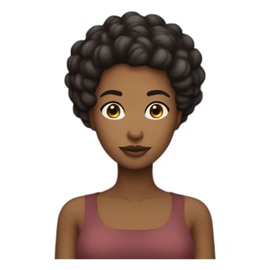 Mulher com cabelo castanho liso com vestido preto curto de mangas cumpridas e cabelo preso sticker