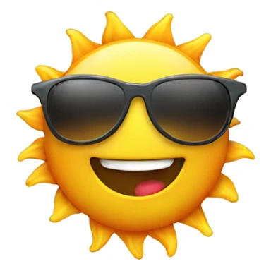 A smiling sun emoji with sunglasses and a tiny rainbow. sticker