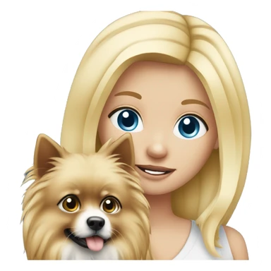 Blonde girl blue eyes holding spitz  sticker