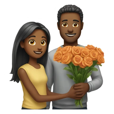 Man giving girl flowers  sticker