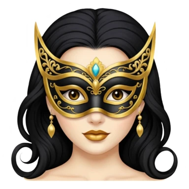 masquerade masked white woman black hair sticker