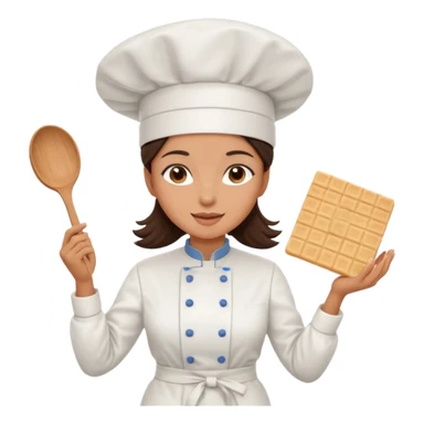 A brunette woman chef making big Square wafers  sticker
