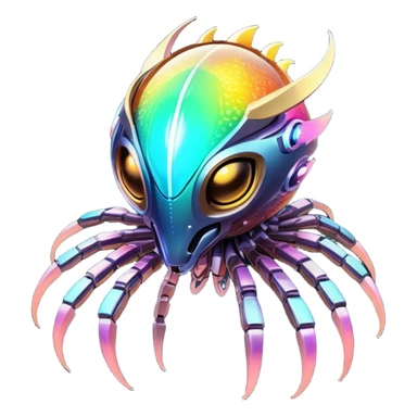  Epic legendary warm-colored sunny rare glowing mechanical Shiny sparkly transparent bioluminescent luminescent vibrant bright pastel dark exotic iridescent colorful gradients futuristic modern metallic glossy glittery fantasy-cyber-Fakémon-Vernid-creature sticker