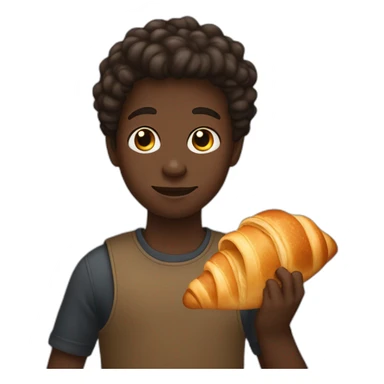 dark-skinned boy with a croissant in his hand sticker