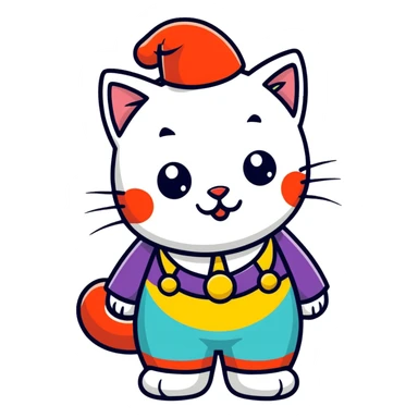 a cat dressed as a clown sticker