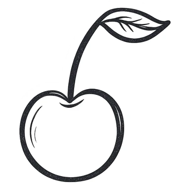 cherry, simple, hand drawn black outline, no fill sticker