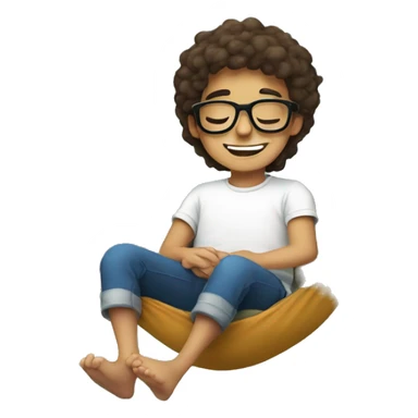 smiling boy with glasses meme sleeping in a hammock  sticker