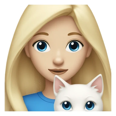 Blonde girl with 2 white cats with blue eyes  sticker