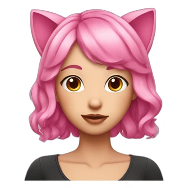 Pink Hair Girl with Cat ears and pink eyes sticker