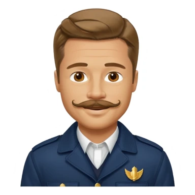 brad pitt with stache, wear navy jacket sticker