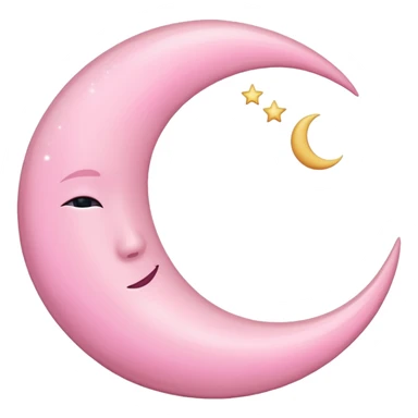 Pink crescent moon sticker