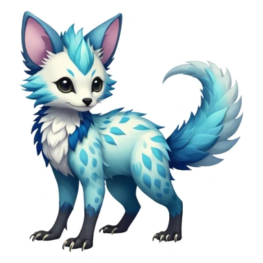 Epic Feral Rare Fantasy shiny cool fluffy Vernid-Trico-species-hybrid-animal by LiLaiRa, random markings, tufted tail, tufted ears, full body sticker