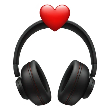 Black headphones with a red heart sticker