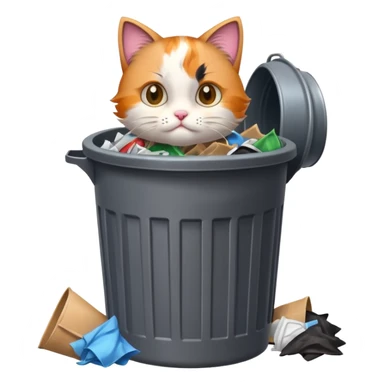 Kitty in a trash can sticker