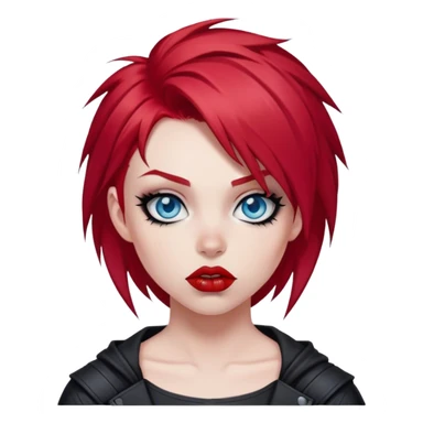 A super hero punk rock emo girl with red hair and blue eyes and a lip piercing sticker