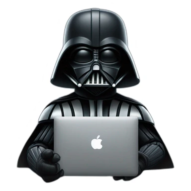Dark vader holding a beer and a macbook sticker