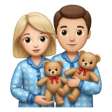 ma and pa kettle wearing pajamas and holding teddy bears sticker