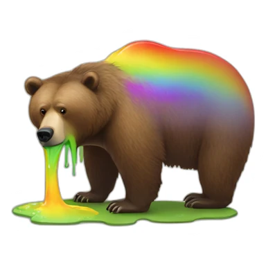 Grizzly puking rainbow sticker