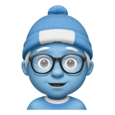 smurf with glasses white beanie sticker