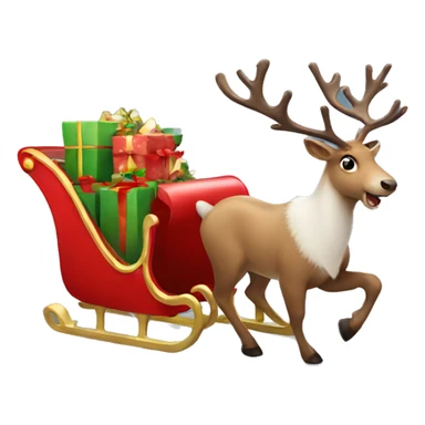 Reindeer with Christmas sleigh sticker