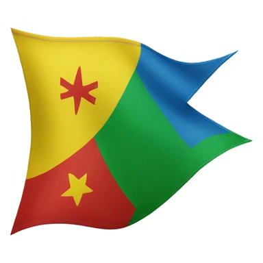 Amazigh flag blue in the top, green in the middle, yellow in bottom, the letter "ⵣ" in the middle in a red colour  sticker