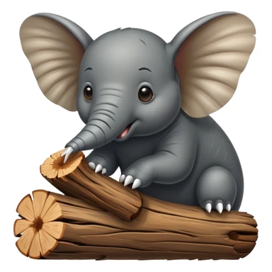An elephant fly gnawing a log like a beaver sticker