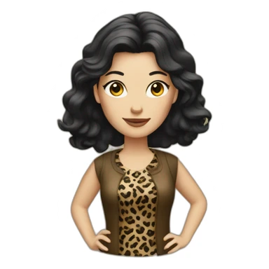 dark-haired white woman dressed in leopard sticker