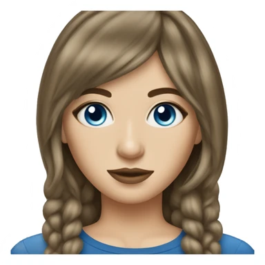 Brunette white girl with curtain bangs and blue eyes sticker