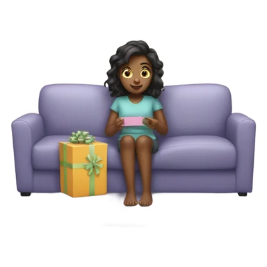 Girl wrapping presents watching tv sticker