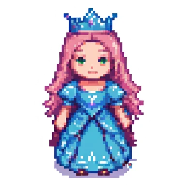 princess character, pixel art style sticker