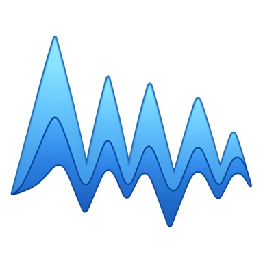 logo on white background showing a waveform morphing into text. Clean blue and white geometric sticker