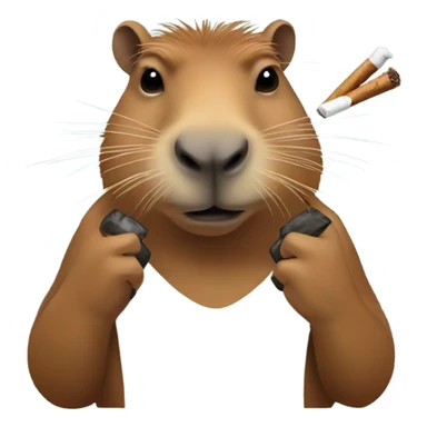 Capybara holding a smoking blunt between two fingers not NSFW sticker
