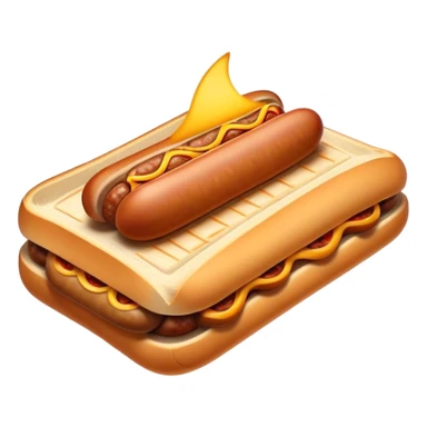 Sausage Sizzle Cinematic Realistic Sausage Sizzle Dish Emoji, depicted as a sizzling sausage tucked into a triangular slice of bread, rendered with rich textures and dynamic, warm lighting. sticker