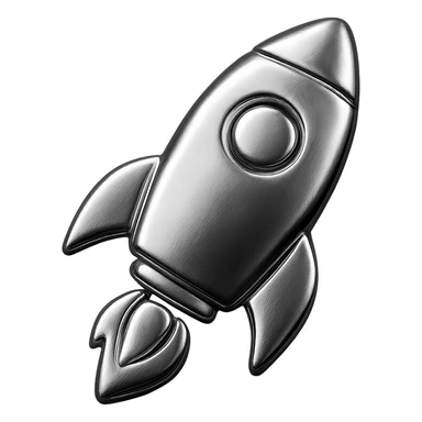 icon of a rocket with reflective metallic chrome finish sticker