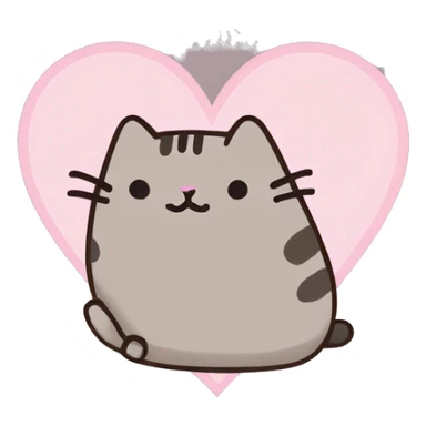 pusheen light pink heart sticker