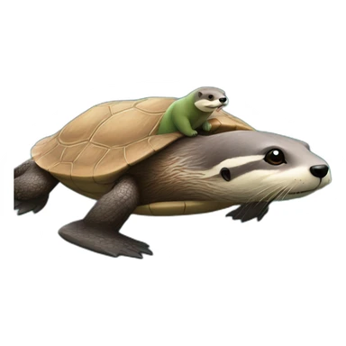 Loutre sur une tortue sticker