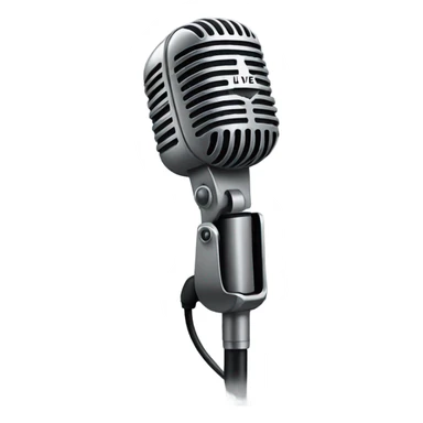 microphone with the word “LIVE” sticker