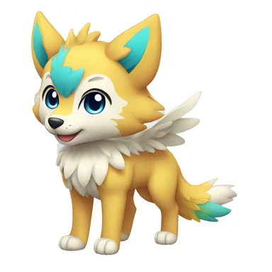 Kawaii Cute Colorful Winged Wolf-Pokémon full body sticker