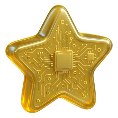 star with circuit patterns and metallic sheen, evoking AI and technology themes sticker