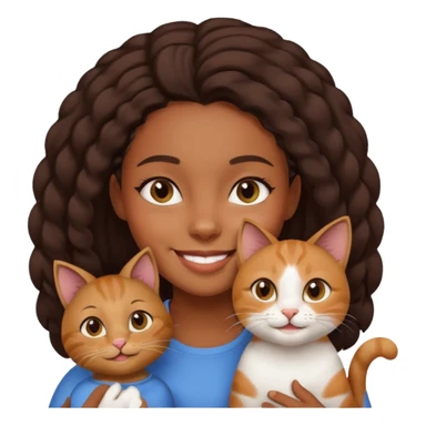 cat with black girl owner smiling sticker