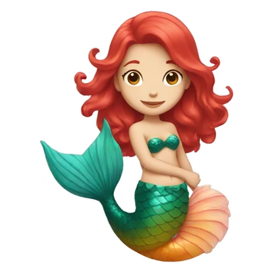 mermaid with red hair shows a heart sticker