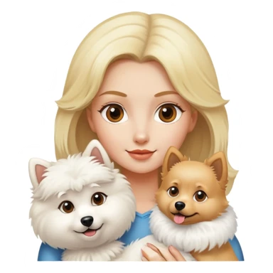 blonde with a spitz dog  sticker
