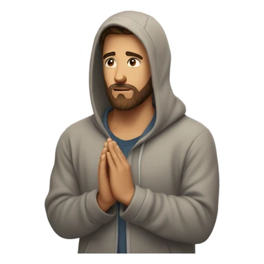 Handsome man with brown hairs and 3 days beard wearing a hoodie as he is praying sticker