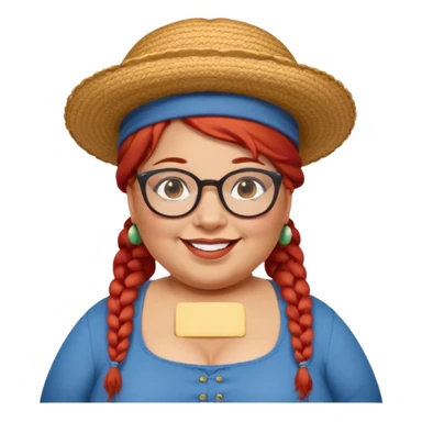 woman glassess, very fat venice gondolier with iconic hat and red hair woman braided sticker