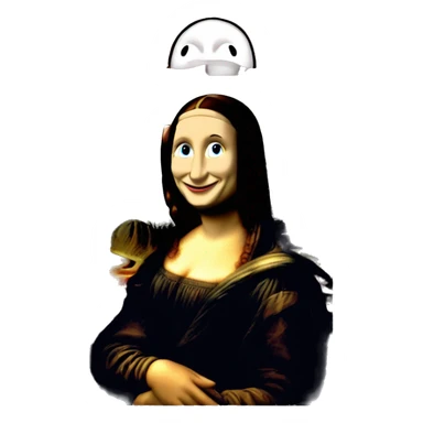 Mona Lisa holds a communist symbol sticker