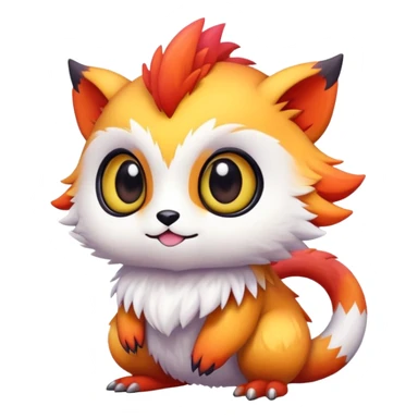 Randomly-colored exotic colorful chibi Fakémon-creature sticker