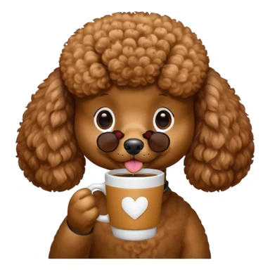 Poodle with coffee sticker